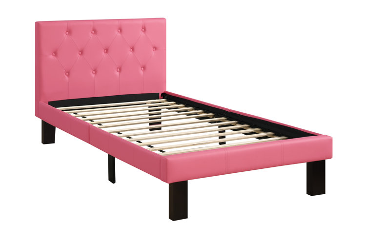 Upholstered twin bed deals pink